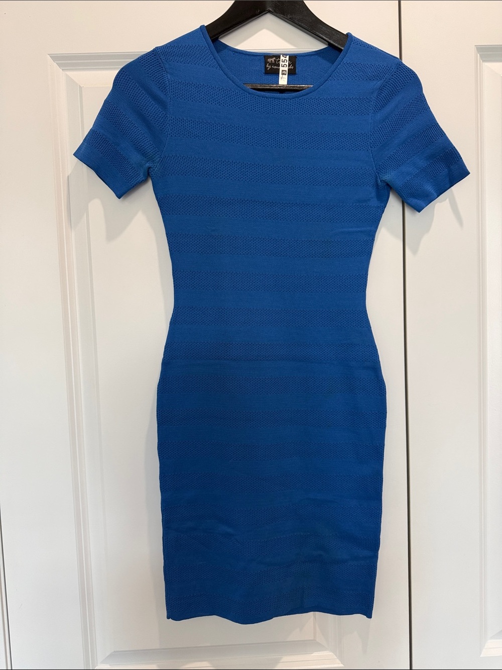 Torn by Ronny Kobo Blue Short-Sleeve Bodycon Dress